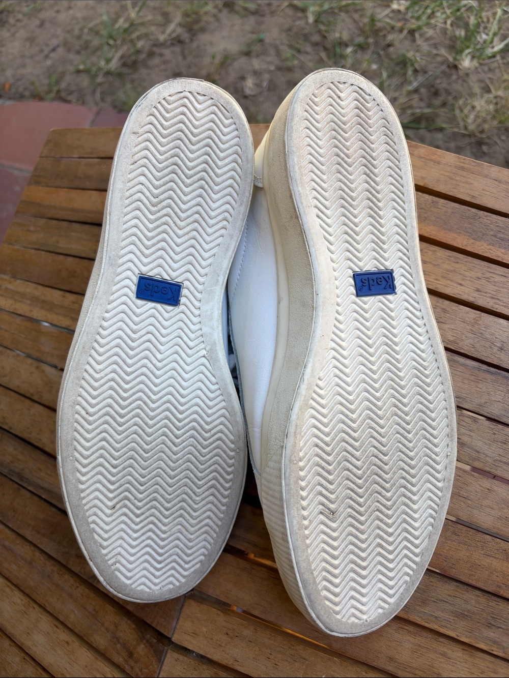 Keds White Leather Sneakers with Leopard Heel and Black Side Accent - Picture 9 of 9